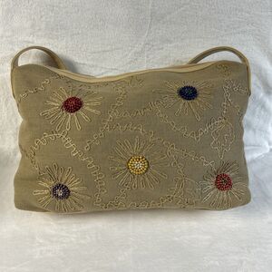 Stone Mountain Boho Canvas Handbag Floral Embroidered Beaded Design